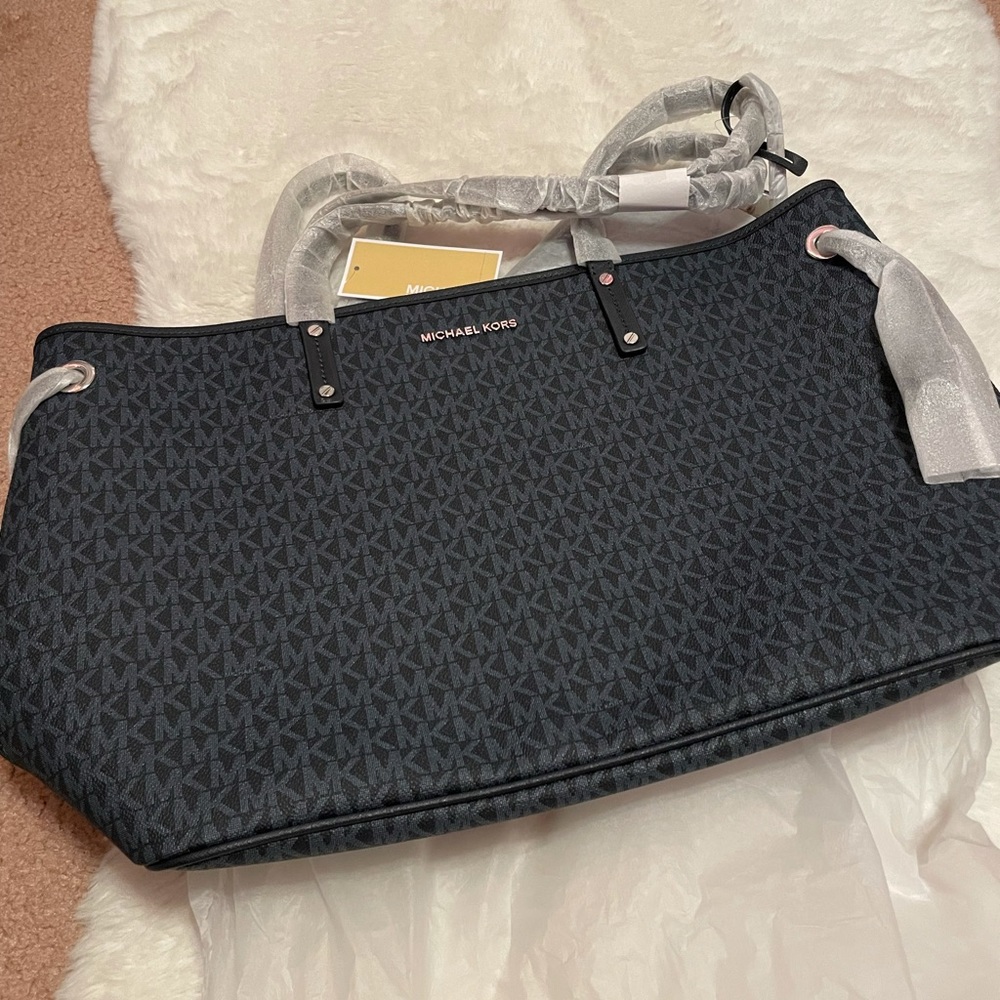 NWT Blue MK Large Jet Set Tote Drawstring w/ Wallet
